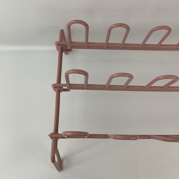 Vintage Dusty Pink Mauve Plastic Shoe Rack Storage 80's Yaffa Style Mod Minimal - Picture 5 of 13